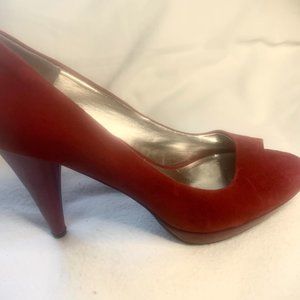 Style & Co (Macys) ‘Brick Red’ Suede Pumps w/ Peep-Toe Size 8.5